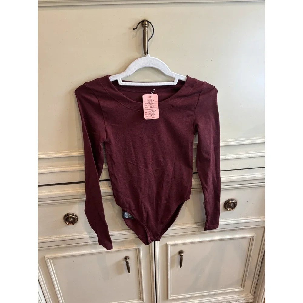 Wolford Shapewear Bodysuit‎ Berlin Maroon Red Long Sleeve XS NWT $220 Stretch